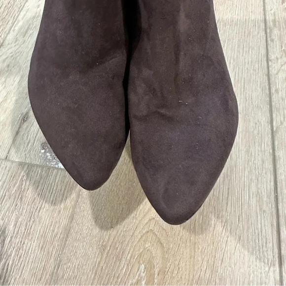 Calvin Klein Jailene Pointed Toe Brown Stiletto Heel Suede Booties Size 9 NWOT - Picture 3 of 11